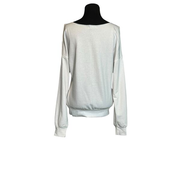 Wet Seal white embellished cold shoulder long sleeves sweatshirt size M - Picture 16 of 16